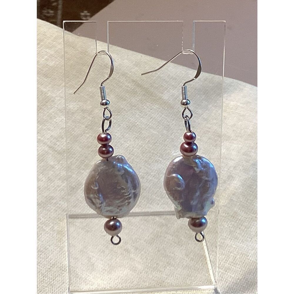 NWT. Elegant Freshwater Keishi Pearl Earrings on Sterling Silver Wires